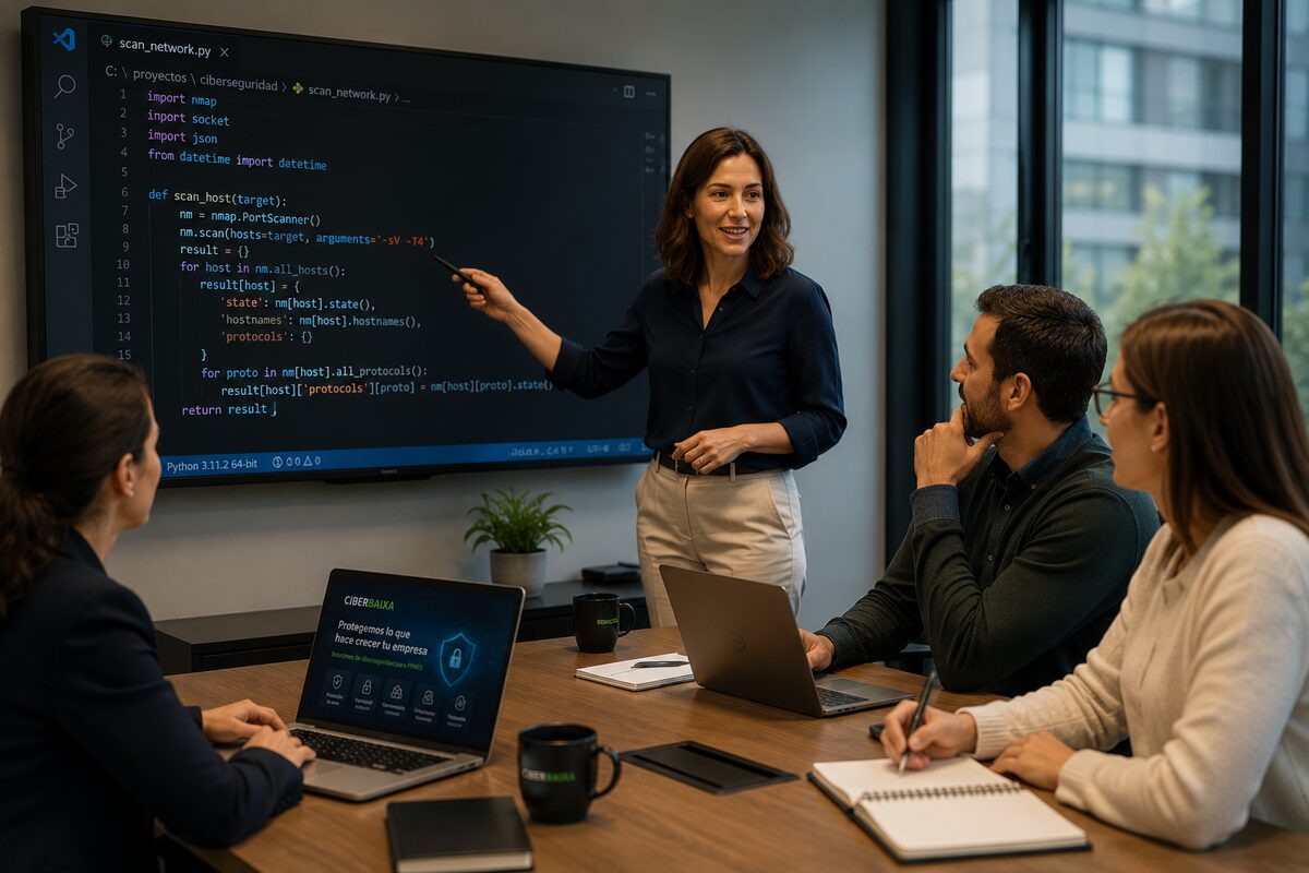 Equipo CiberBaixa trabajando con empresas de la Marina Baixa